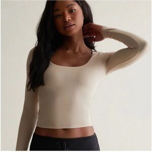 PACSUN Contour Tan Scoop Neck Long Sleeve Tee Size Small